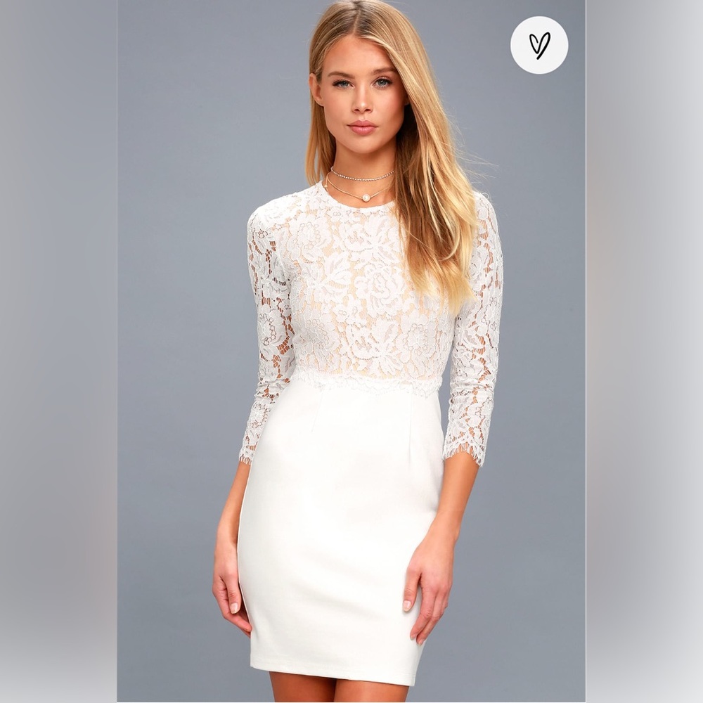 Lulus She Knows White Lace Bodycon Dress